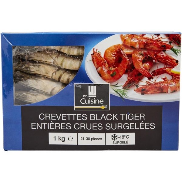 ISEA Frozen Black Tiger Shrimps (21/30 Count per lb) – 1000g Pack